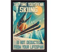 YAASIMOULE El tiempo que pasas esquiando no se descuenta de tu vida (Póster enmarcado en lienzo mate)