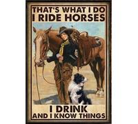 YAASIMOULE Eso es lo que hago Montar a caballo Beber vino Vaquera Póster Vintage Retro