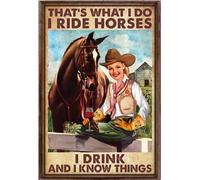 YAASIMOULE Eso es lo que hago, montar a caballo, beber y saber cosas, póster de vaquera montando.