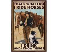 YAASIMOULE Eso es lo que hago, monto a caballo, bebo y sé cosas. Póster divertido de vaquera.