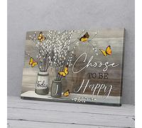 YAASIMOULE Hoy elijo ser feliz - Lienzo con mariposas amarillas