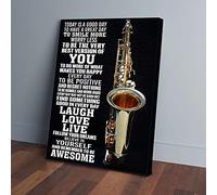 YAASIMOULE Hoy es un buen día para pasar un gran día. Impresiones en lienzo de saxofón.