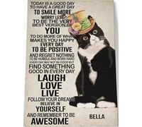 YAASIMOULE Hoy es un buen día Tuxedo Cat Lienzo con nombre personalizado