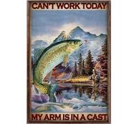YAASIMOULE Hoy no puedo pescar, tengo el brazo enyesado. Póster de pescador.