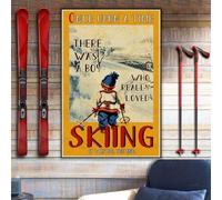 YAASIMOULE Impresión en lienzo de Érase una vez, niño esquiando