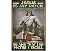 YAASIMOULE Jesús es mi roca, así es como voy, póster de camionero, arte de pared, lienzo, regalo para el padre, Día del padre, conductor de camión, cristianos, galería, envuelto, enmarcado, idea