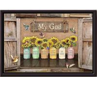 YAASIMOULE Mi Dios, Hacedor de caminos, Hacedor de milagros, Cumplidor de promesas, Luz en la oscuridad, Eso que eres, Girasoles, Jarrón, Póster, Lienzo mate enmarcado