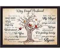 YAASIMOULE Mi esposo ángel, tu batalla ha terminado, te extrañaré siempre hasta que nos volvamos a encontrar. Póster enmarcado en lienzo mate.