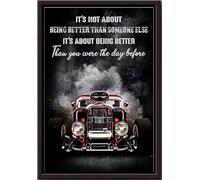 YAASIMOULE No se trata de ser mejor que alguien más. Tú eras el día antes de las carreras de coches. Póster enmarcado en lienzo mate.