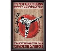 YAASIMOULE No se trata de ser mejor que alguien más. Tú eras el día antes de Teakwondo. Póster enmarcado en lienzo mate.