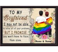 YAASIMOULE Para mi novio: Puede que no pueda resolver todos tus problemas, pero te prometo que no tendrás que afrontarlos solo. Póster de pareja gay enmarcado en lienzo mate.