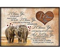 YAASIMOULE Pareja de elefantes: Te elijo para vivir la vida de la mano en póster