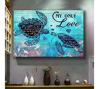 YAASIMOULE Pareja de tortugas El día que te conocí encontré mi pieza perdida Pareja Paisaje Lienzo Impresión Arte de pared