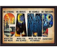 YAASIMOULE Póster Acampar, ser fuerte, valiente, humilde, impresionante, enmarcado en lienzo mate
