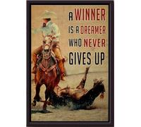 YAASIMOULE Póster Charro Un Ganador Es Un Soñador Que Nunca Se Rinde (Lona Mate Enmarcada)