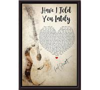 YAASIMOULE Póster con la letra de He I Told You Lately de Rod Stewart, enmarcado en lienzo mate