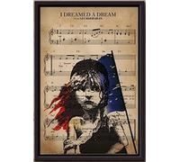 YAASIMOULE Póster con la letra de Soñé un sueño de Los Miserables, enmarcado en lienzo mate