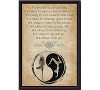 YAASIMOULE Póster con texto Yin Yang Yoga Yo Protege tu Energía enmarcado en lienzo mate