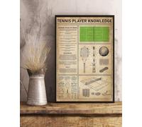 YAASIMOULE Póster de arte mural decoración del hogar conocimiento tenista reglas generales tenis