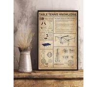 YAASIMOULE Póster de arte mural decoración del hogar conocimientos sobre tenis mesa reglas básicas