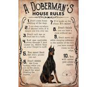 YAASIMOULE Póster de arte mural decoración del hogar: Las reglas la casa un dóberman para amantes