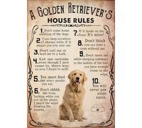 YAASIMOULE Póster de arte mural decoración del hogar: Las reglas la casa un golden retriever para amantes