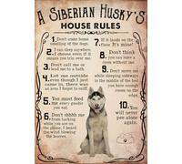 YAASIMOULE Póster de arte mural decoración del hogar: Las reglas la casa un husky siberiano para amantes