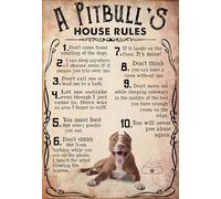 YAASIMOULE Póster de arte mural decoración del hogar: Las reglas la casa un Pitbull para enamorados