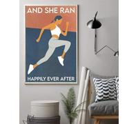 YAASIMOULE Póster de arte pared decoración del hogar Corriendo y ella corrió feliz para siempre