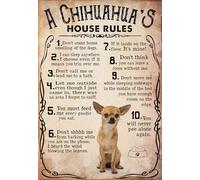 YAASIMOULE Póster de arte pared decoración del hogar: Las reglas la casa un chihuahua para enamorados