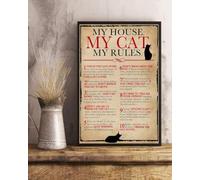 YAASIMOULE Póster de arte pared decoración del hogar Mi casa gato mis reglas
