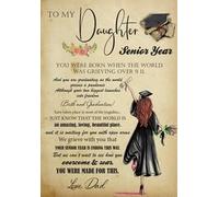 YAASIMOULE Póster de arte pared decoración del hogar papá a mi hija graduación último año personalizado años en que naciste cuando el mundo