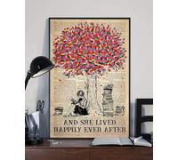 YAASIMOULE Póster de arte pared libros decoración del hogar y ella vivió feliz para siempre