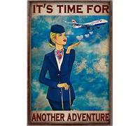 YAASIMOULE Póster de asistente de vuelo: Es hora de otra aventura en el avión.