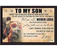 YAASIMOULE Póster de baloncesto para mi hijo: Quiero que creas en lo profundo de tu corazón que nunca perderás el amor de papá. Lienzo mate enmarcado.