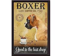 YAASIMOULE Póster de Boxer Coffee Co. Good to the Last Drop, arte de pared con animales, regalo para amantes de los perros, decoración de cafeterías, impresiones en lienzo mate enmarcadas.