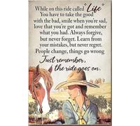 YAASIMOULE Póster de caballo Just Remember The Ride Goes On, arte de pared de animales, regalo para amantes, jinete, vaquero, decoración de granja, lienzo, galería, envuelto, enmarcado, idea