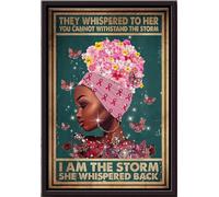 YAASIMOULE Póster de cáncer de mama afro Ella susurró de vuelta: Soy la tormenta (enmarcado en lienzo mate)