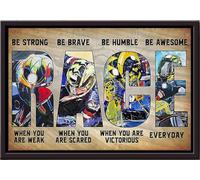 YAASIMOULE Póster de corredor de autos impresionante, fuerte, valiente y humilde, enmarcado en lienzo mate