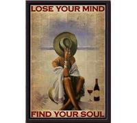 YAASIMOULE Póster de diccionario Beach Girl Wine Lose Your Mind Find Soul enmarcado en lienzo mate