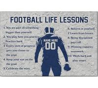 YAASIMOULE Póster de fútbol personalizado y lienzo con frases inspiradoras de lecciones de vida, arte de pared con nombre y número personalizados, decoración del hogar para niños.