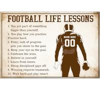 YAASIMOULE Póster de fútbol personalizado y lienzo con lecciones de vida, arte de pared personalizado con nombre y número, decoración del hogar, regalo de cumpleaños para niño e hijo de mamá y papá.