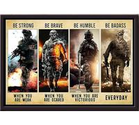YAASIMOULE Póster de guerra enmarcado en lienzo mate con la frase Sé fuerte, valiente, humilde y rudo de la policía antiterrorista.