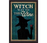 YAASIMOULE Póster de Halloween Witch Way To The Wine Drinking (enmarcado en lienzo mate)