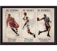 YAASIMOULE Póster de jugador de baloncesto Sé fuerte, valiente y humilde enmarcado en lienzo mate