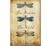 YAASIMOULE Póster de libélula Sé valiente, audaz y amable, lienzo envuelto en galería, idea de regalo enmarcada