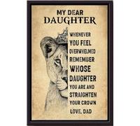 YAASIMOULE Póster de Mi querida hija, arte de pared familiar, regalo para decoración del hogar, impresiones en lienzo mate enmarcadas para amantes de los leones