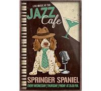 YAASIMOULE Póster de música en vivo del Springer Spaniel Dog en el Jazz Coffee Singer