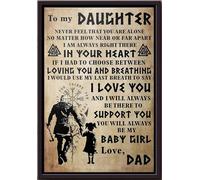YAASIMOULE Póster de papá vikingo para mi hija: Nunca sientas que estás solo, no importa cuán cerca o lejos estemos. Siempre estaré ahí en tu corazón. Lienzo mate enmarcado.
