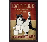 YAASIMOULE Póster de papel higiénico Remember To Wipe (gato negro) enmarcado en lienzo mate